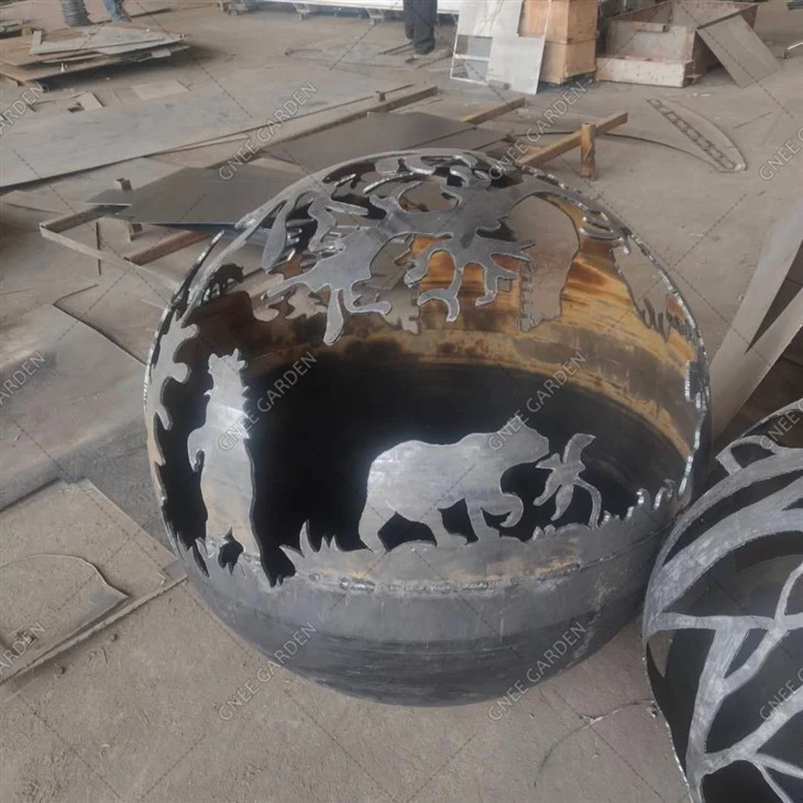 Corten Steel Fire Ball Fire Pit Outdoor Patio Sphere