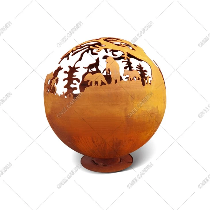 Corten Steel Fire Ball Fire Pit כדור פטיו חיצוני