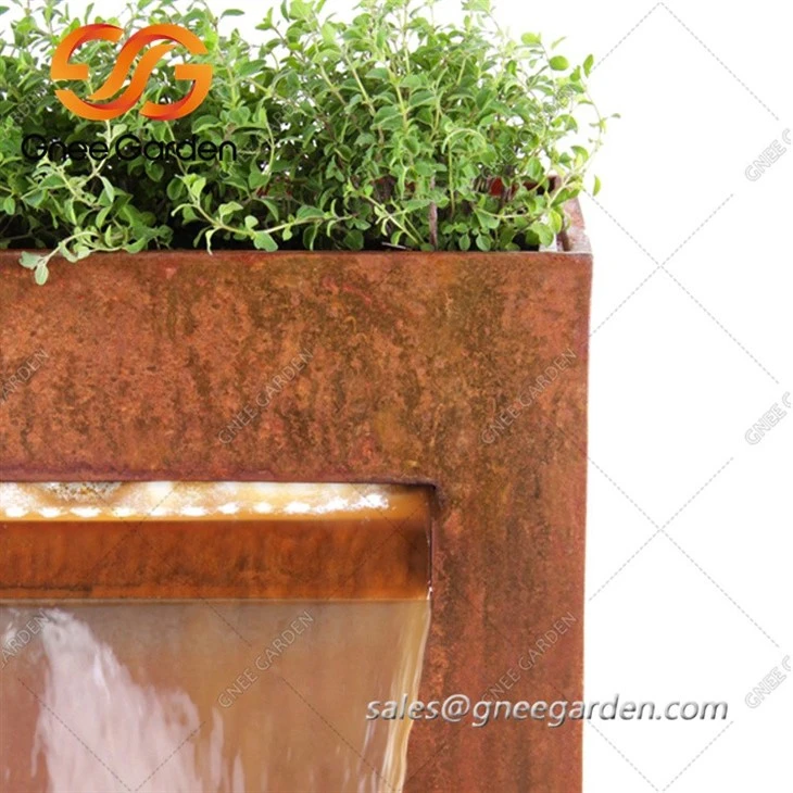 corten wall water feature