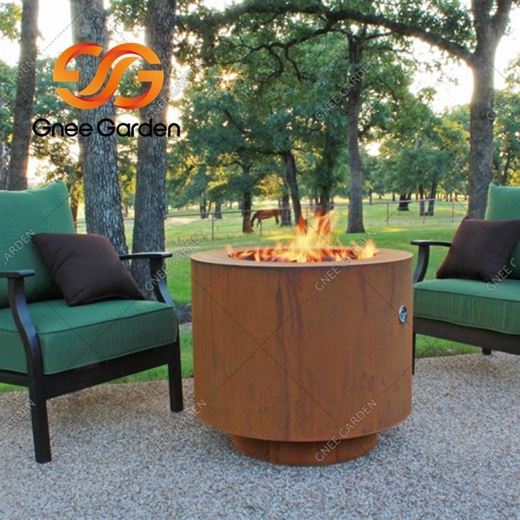 Round Cor-Ten Steel Hidden Tank Firepit1