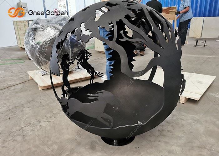 Rusty Metal Outdoor Sphere Corten Steel Fire Sphere