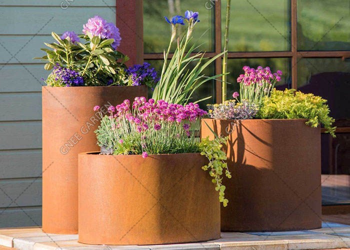 Rusty Naturally Steel Garden Planter Landscape Corten Steel Plant Pots