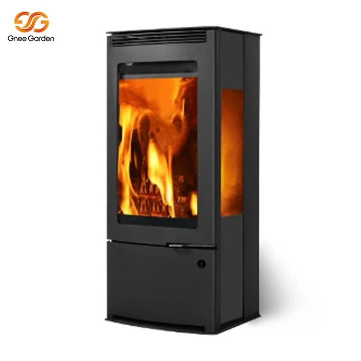 black corner fireplace
